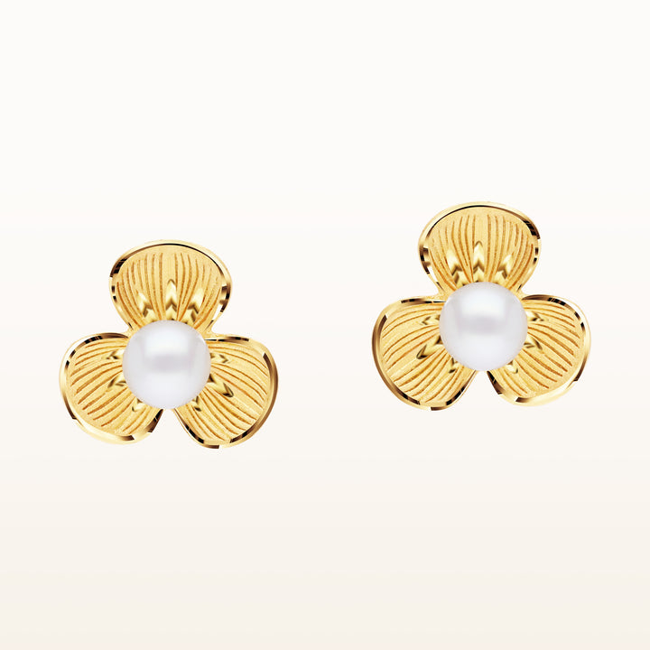 24K Pure Gold  with Pearl Earrings: Dewy Collection