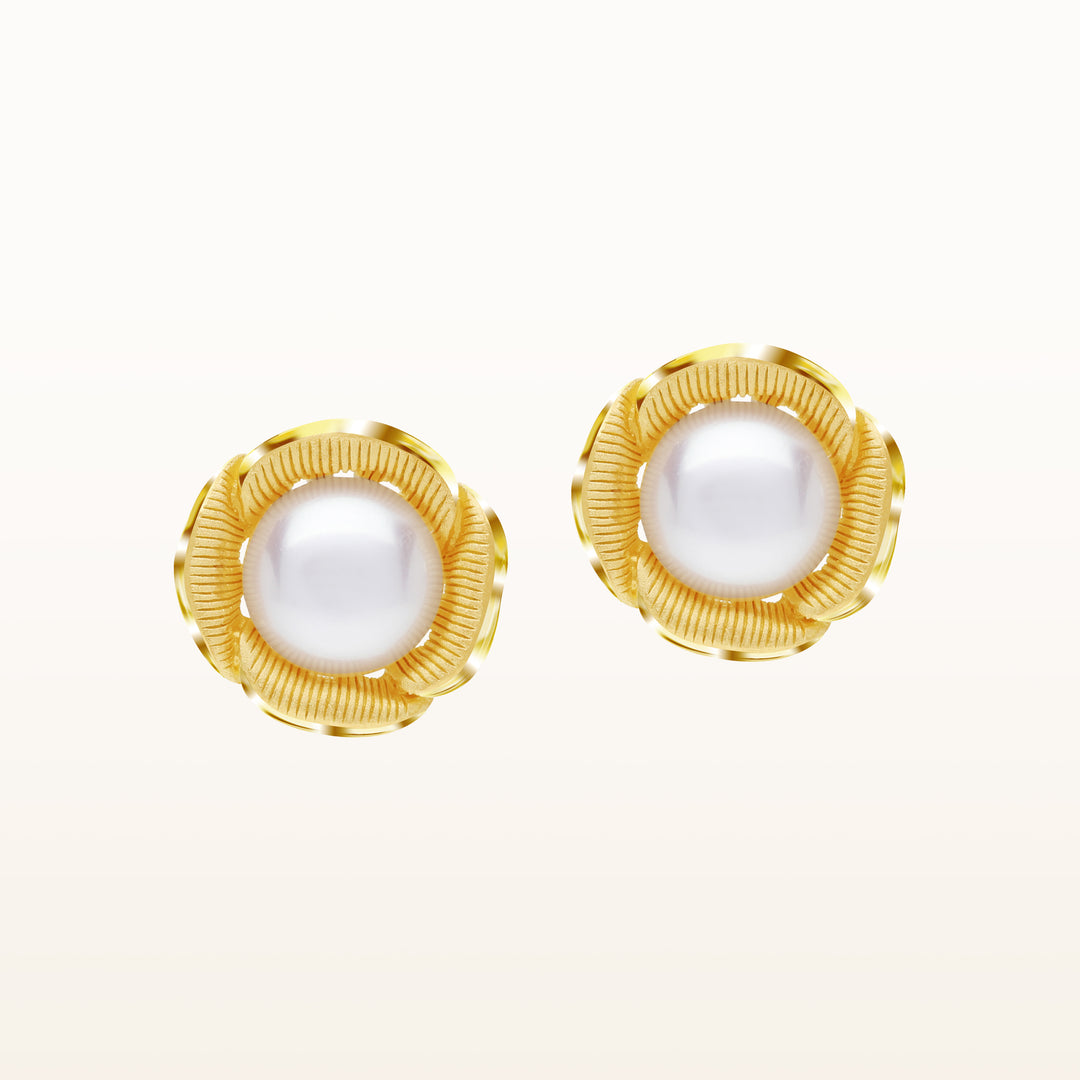 24K Pure Gold  with Pearl Earrings: Belle Collection