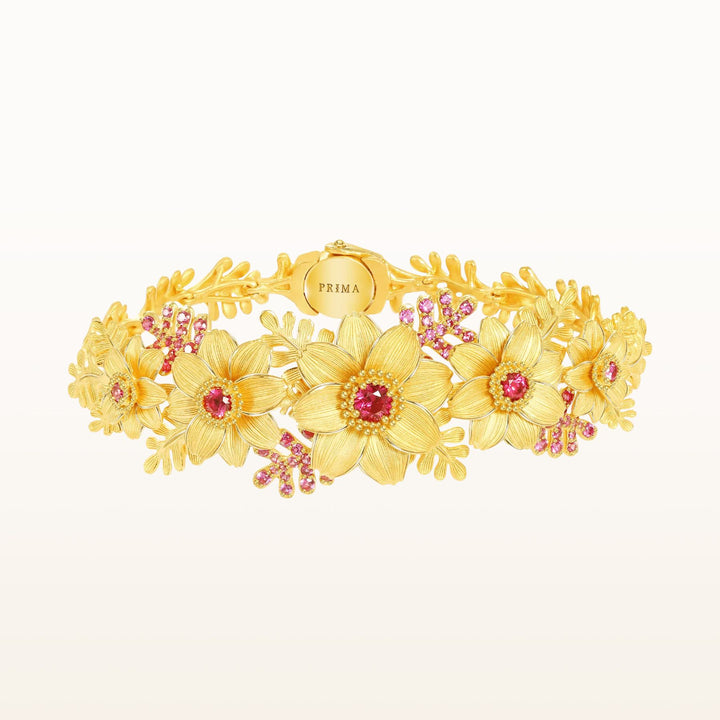 24K Pure Gold with Ruby Bracelet : Calendula Design
