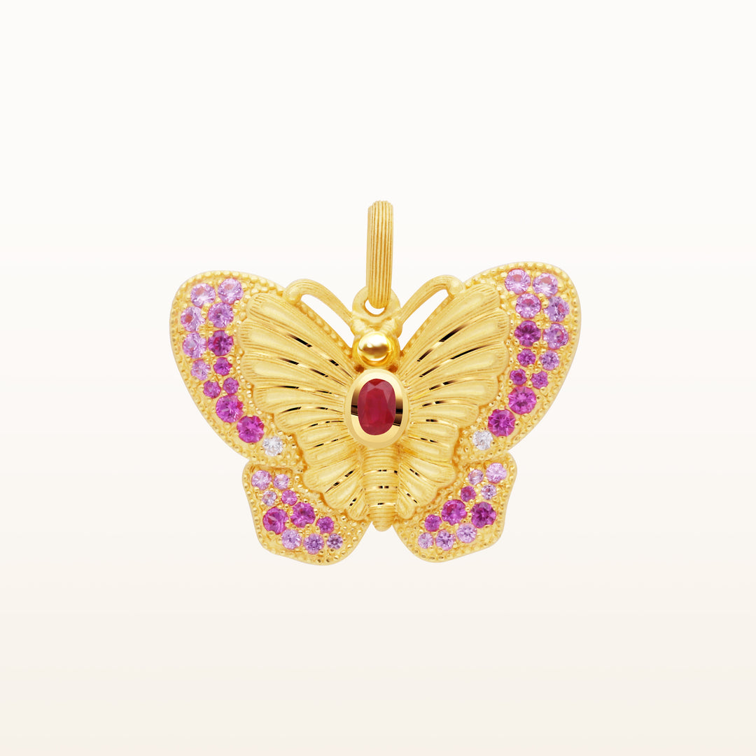 24K Pure Gold with Gemstone Pendant : Butterfly Design