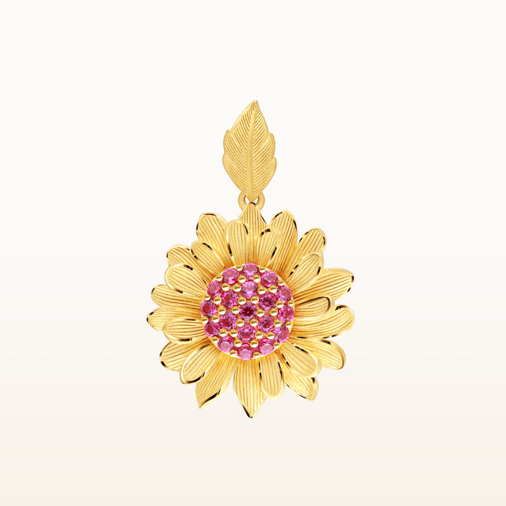 24K Pure Gold with Ruby Stud Pendant : Symphony Flora Design