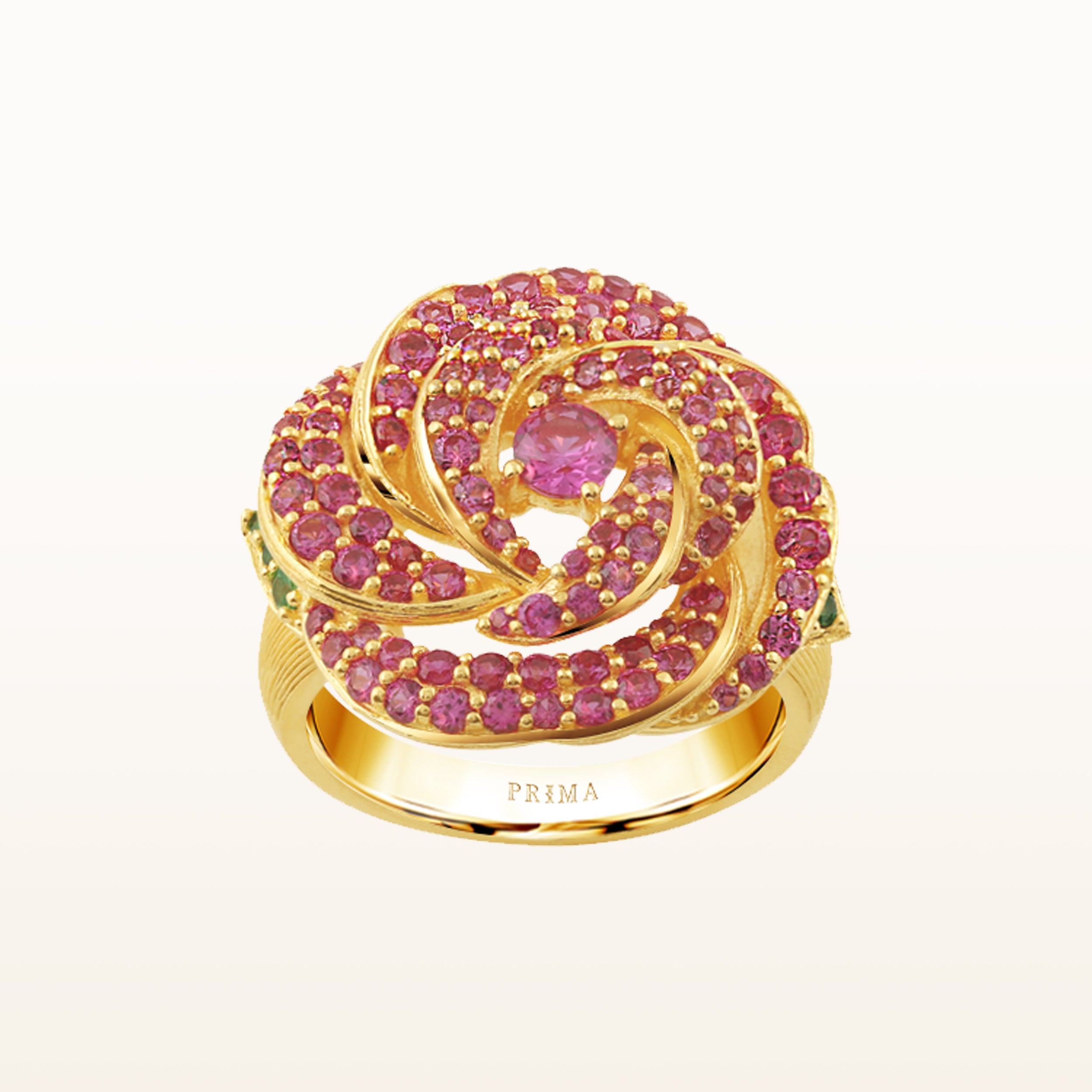 24K Pure Gold with Gemstone Ring : Rose Design – Prima Gold Official