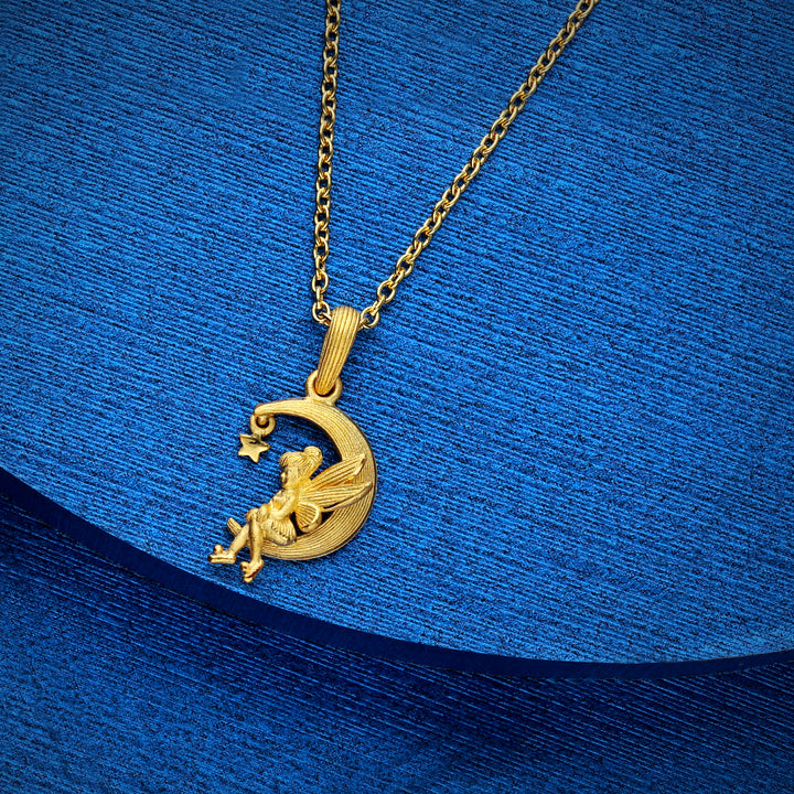 24K Pure Gold Pendant: Little Angel on the moon design