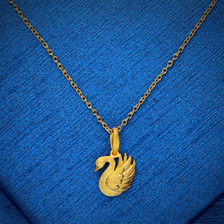 24K Pure Gold Pendant: Swan design