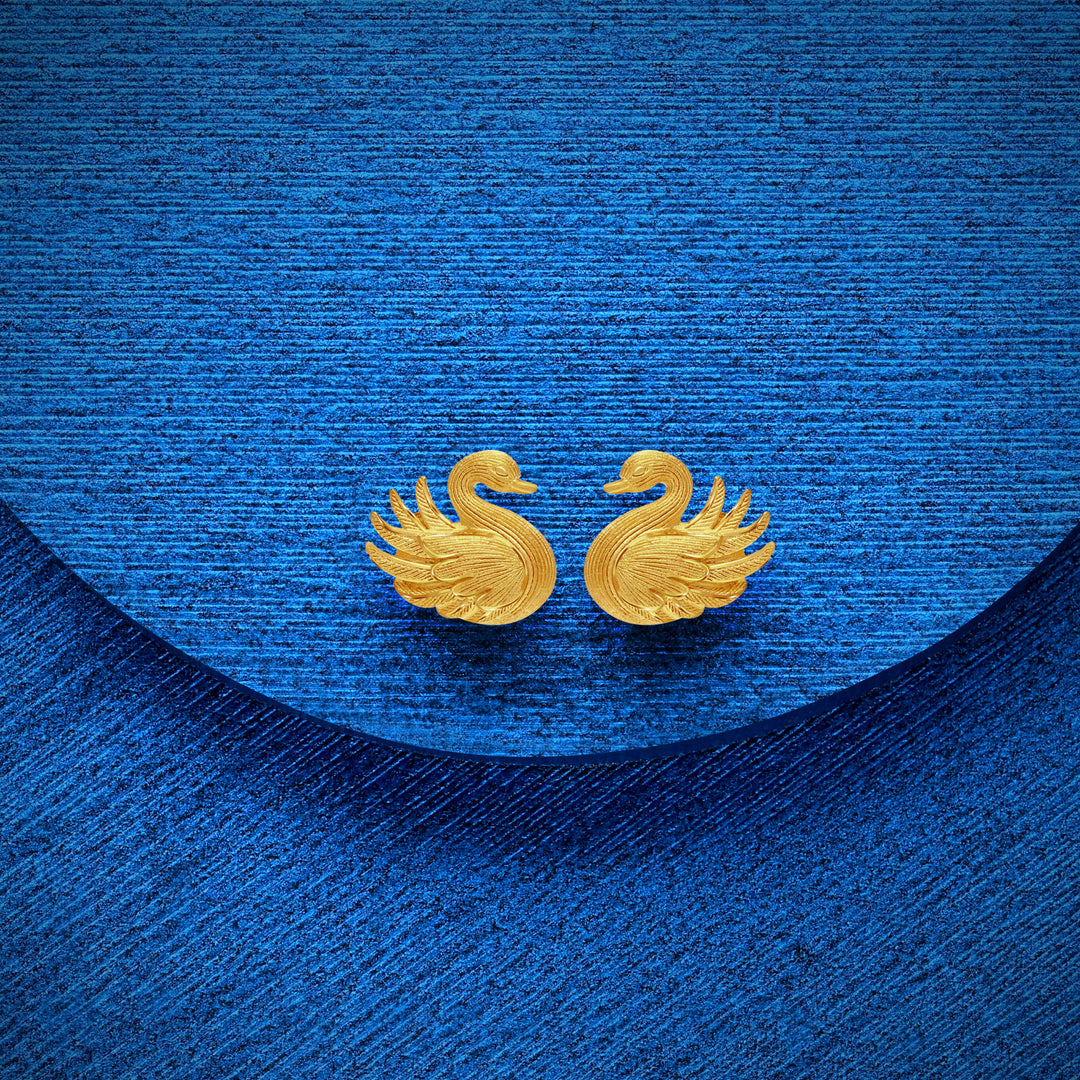 24K Pure Gold  Earrings: Swan design