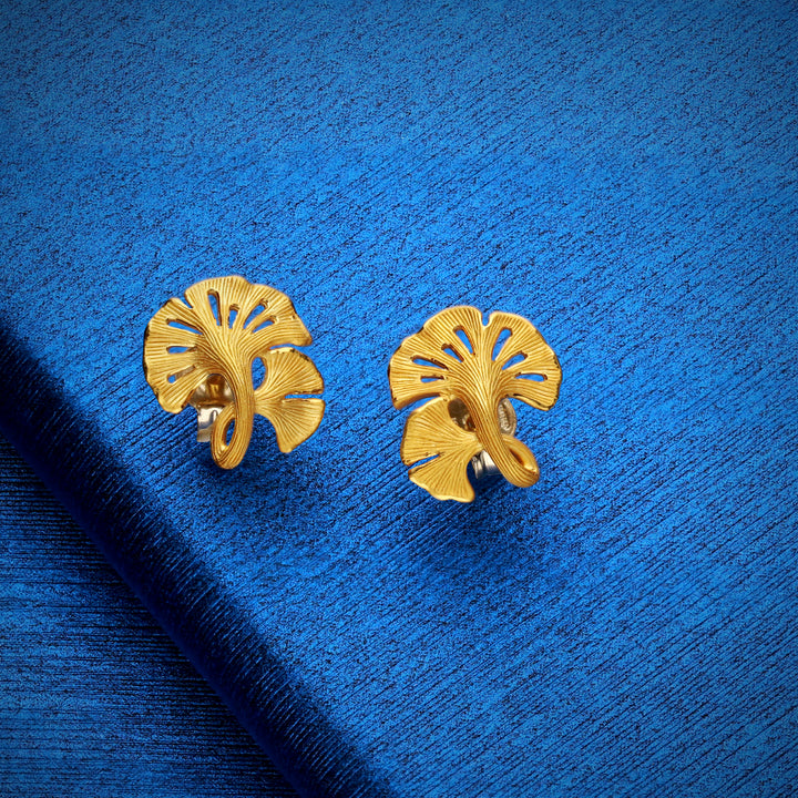 24K Pure Gold  Earrings: Little Ginkgo leaf design