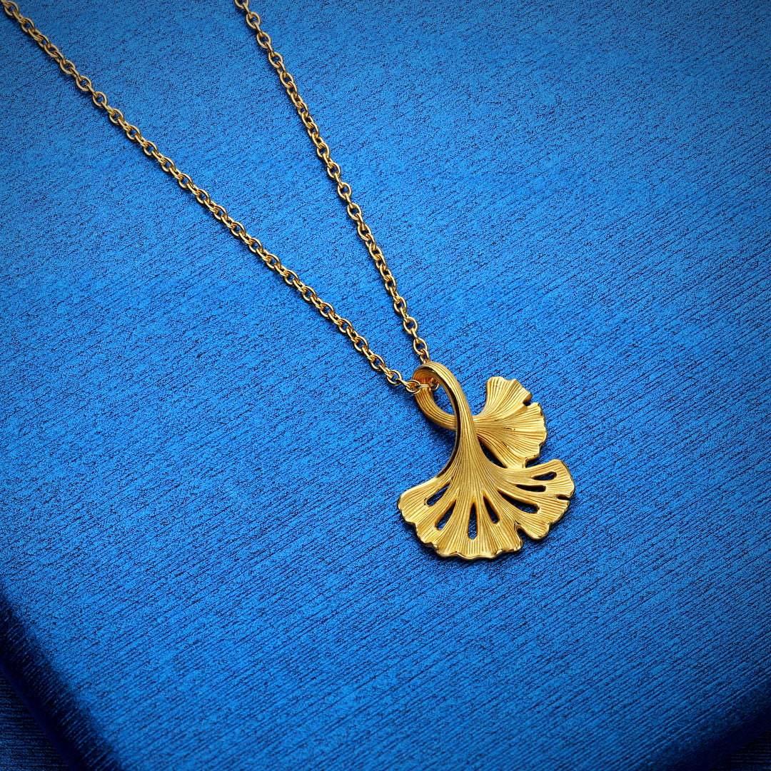 24K Pure Gold Pendant: Little Ginkgo leaf design