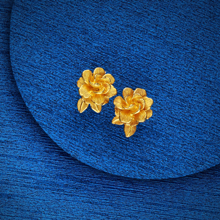 24K Pure Gold  Earrings: Gardenia flower design