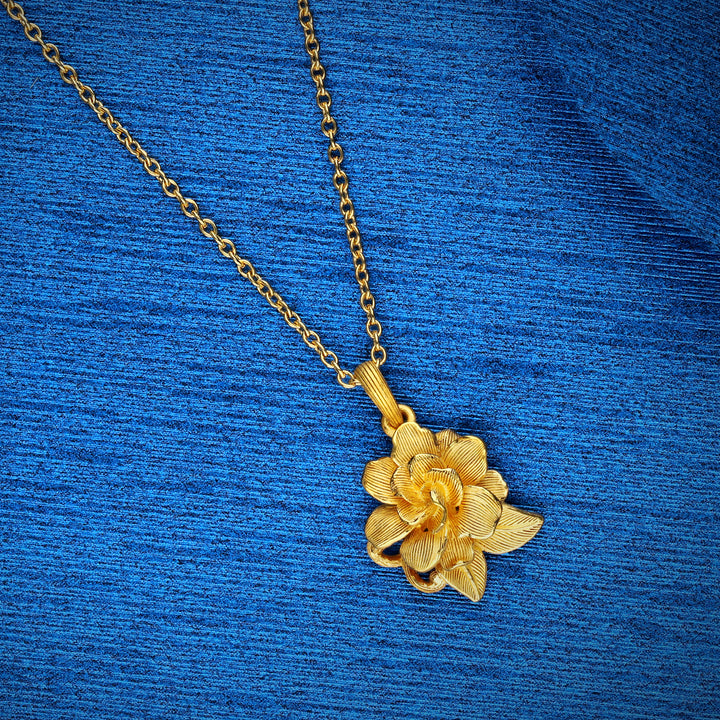 24K Pure Gold Pendant: Gardenia flower design