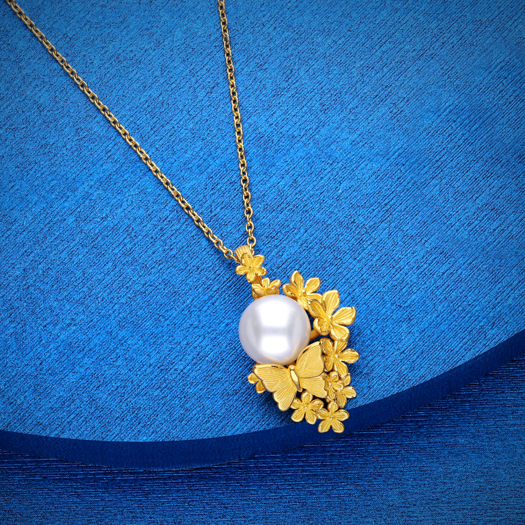 24K Pure Gold with Pearl Pendant:More than word Collection