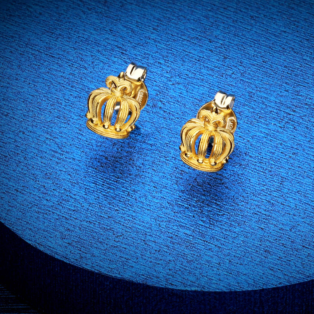 24K Pure Gold  Earrings: Little crown design