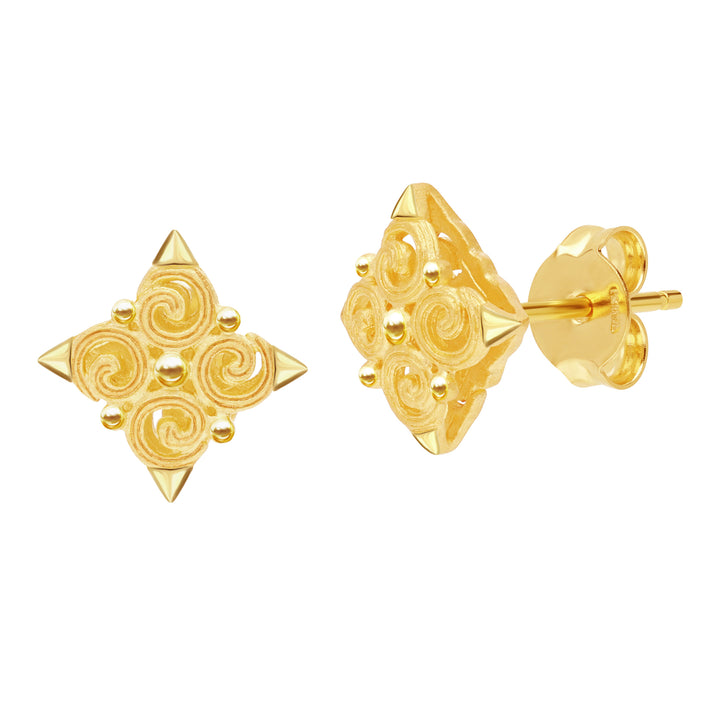 24K Pure Gold Stud Earrings: Siam Panarai Collection