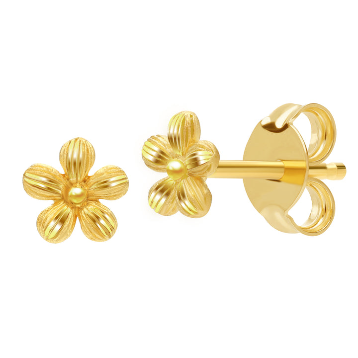 24K Pure Gold  Earrings: Tiny flower design