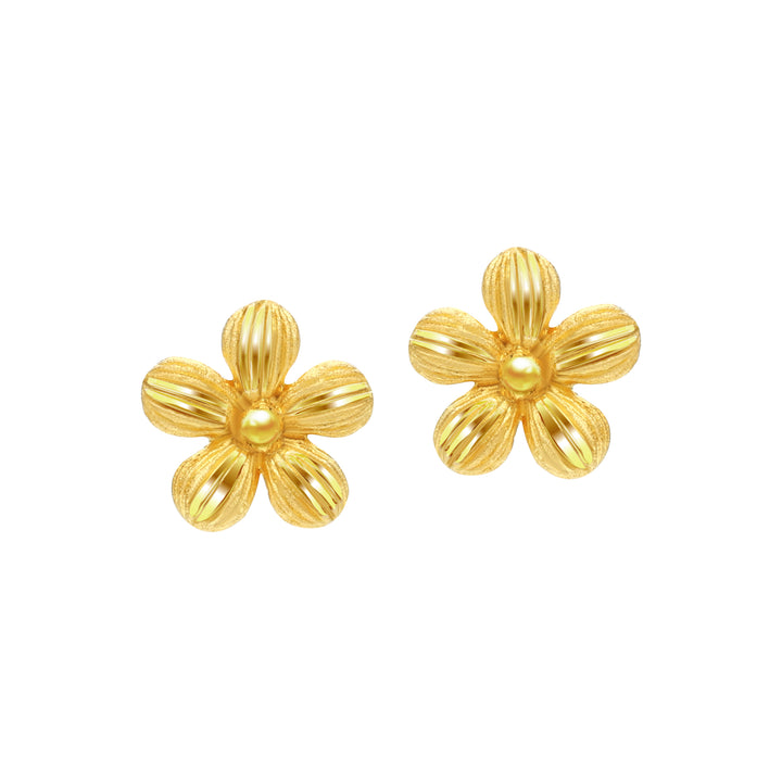 24K Pure Gold  Earrings: Tiny flower design