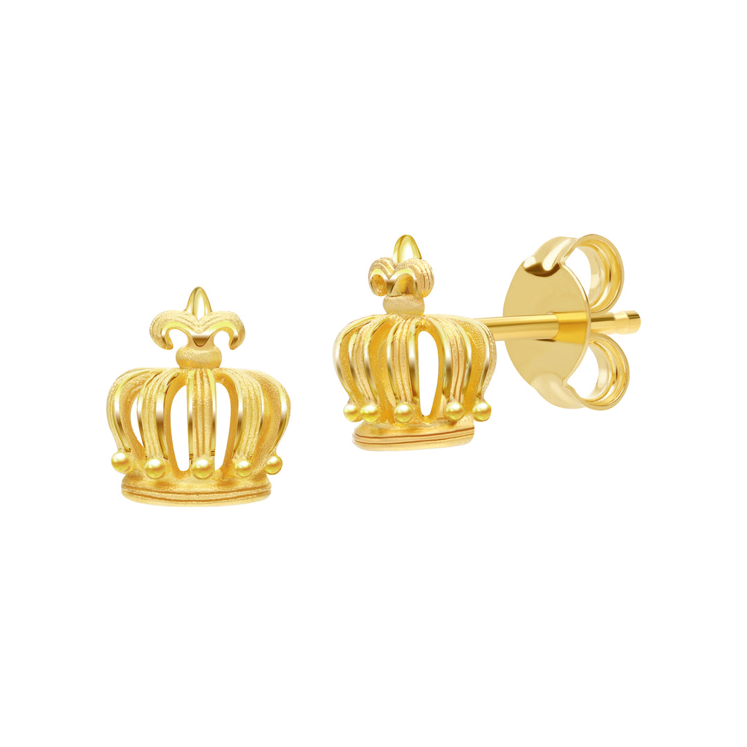 24K Pure Gold  Earrings: Little crown design
