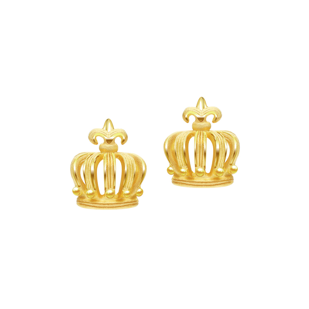 24K Pure Gold  Earrings: Little crown design