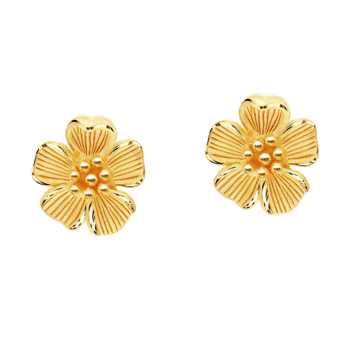 24K Pure Gold Stud Earrings: Tiny flower design 2