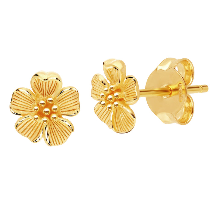 24K Pure Gold Stud Earrings: Tiny flower design 2