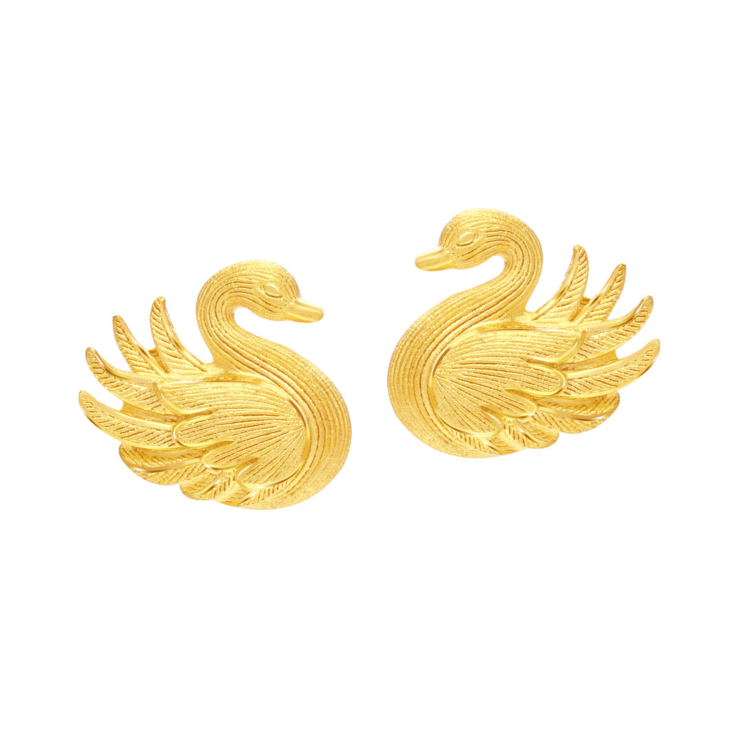 24K Pure Gold  Earrings: Swan design