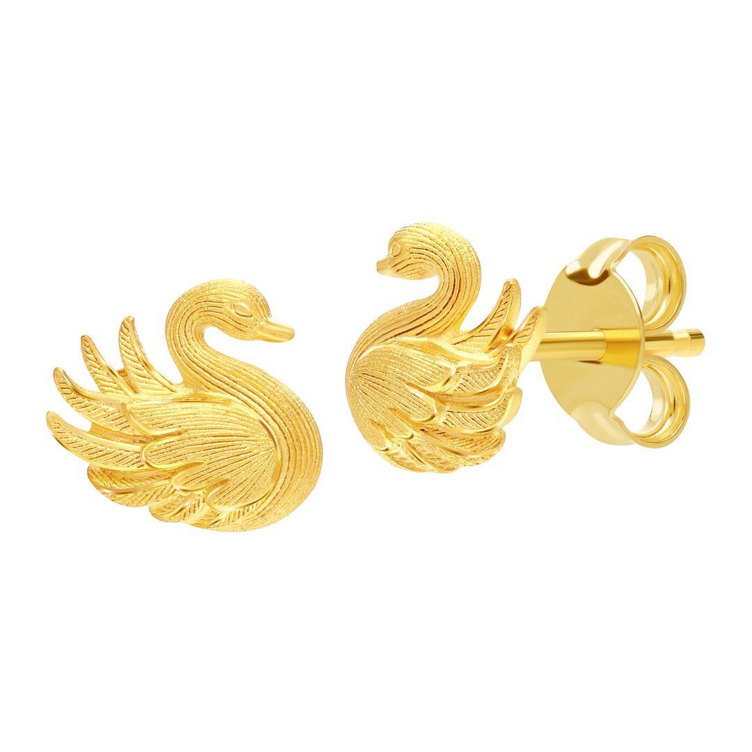 24K Pure Gold  Earrings: Swan design