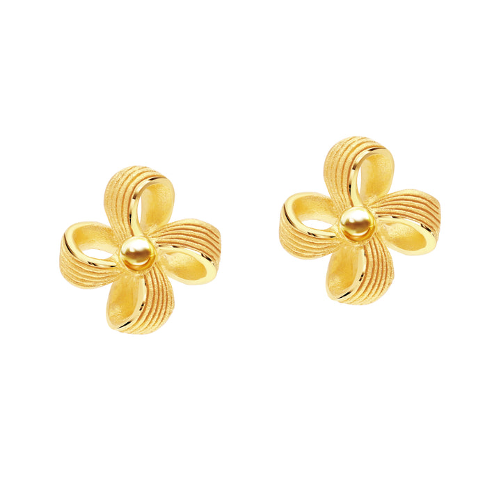 24K Pure Gold Stud Earrings:Golden Swirl Collection