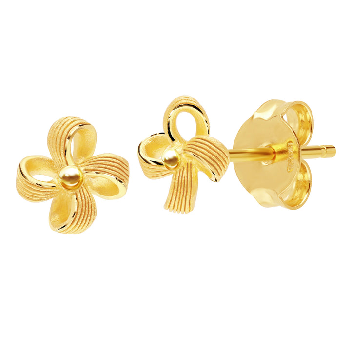24K Pure Gold Stud Earrings:Golden Swirl Collection