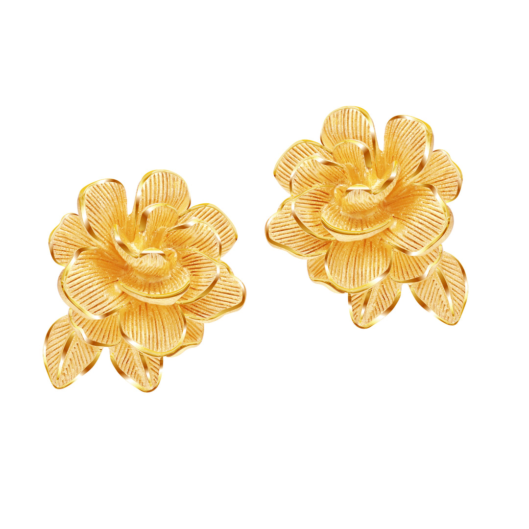 24K Pure Gold  Earrings: Gardenia flower design