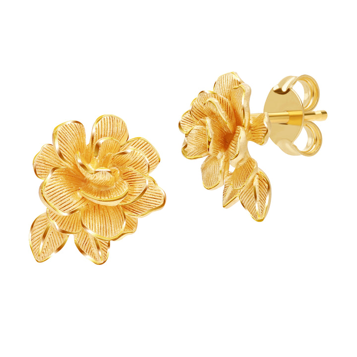 24K Pure Gold  Earrings: Gardenia flower design