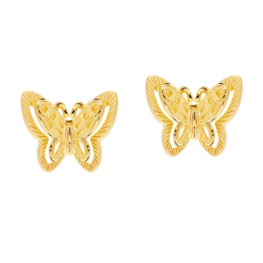 24K Pure Gold Stud Earrings:Eden Butterfly  Design