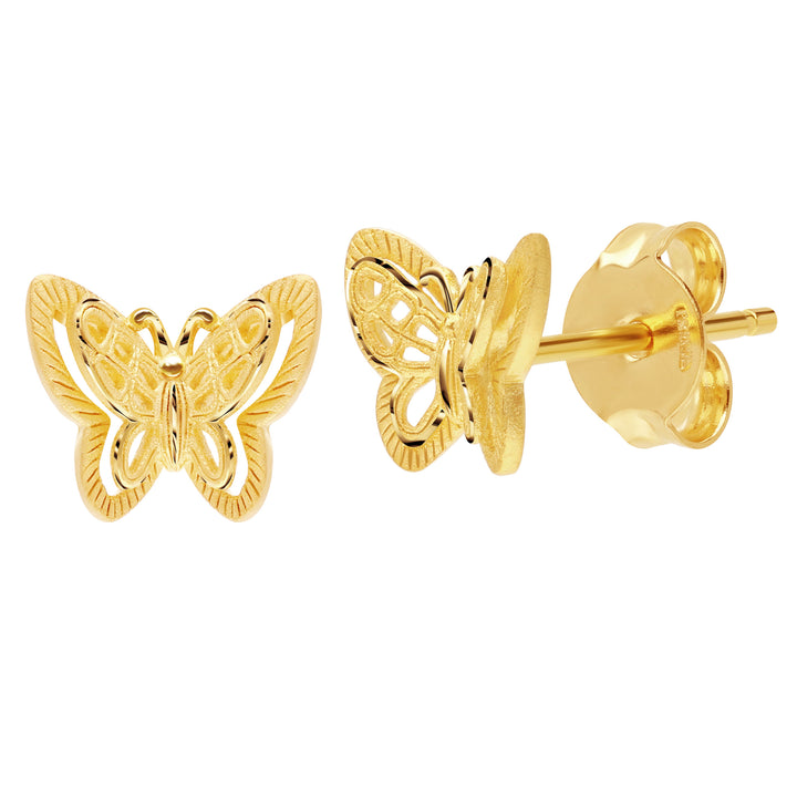 24K Pure Gold Stud Earrings:Eden Butterfly  Design