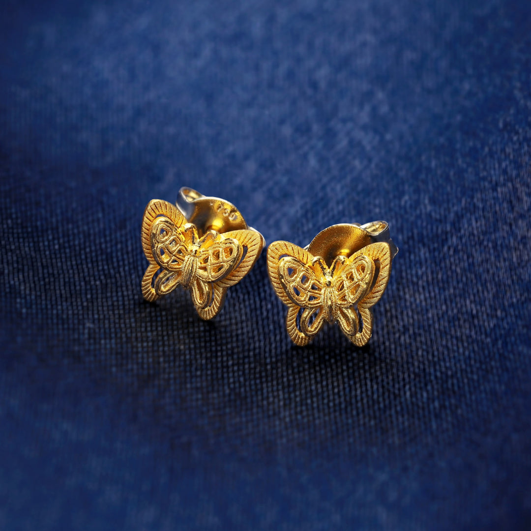 24K Pure Gold Stud Earrings:Golden Swirl Collection – Prima Gold Official