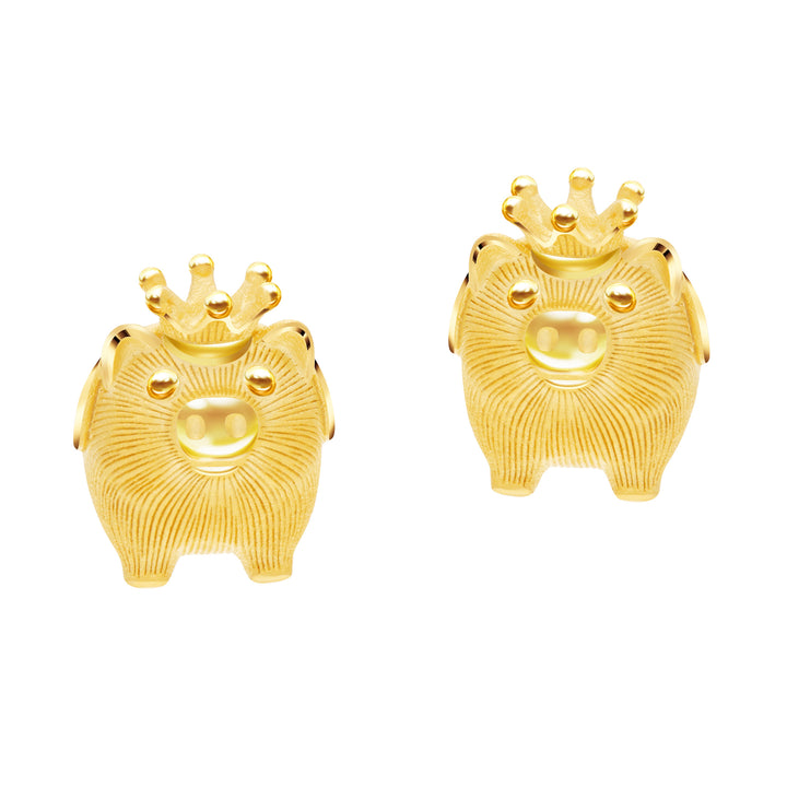 24K Pure Gold Stud Earrings : Piglet Design