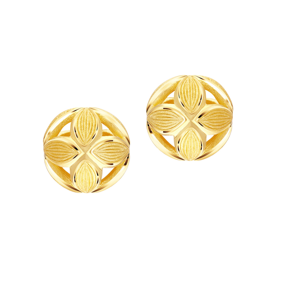 24K Pure Gold Stud Earring : Ball Design