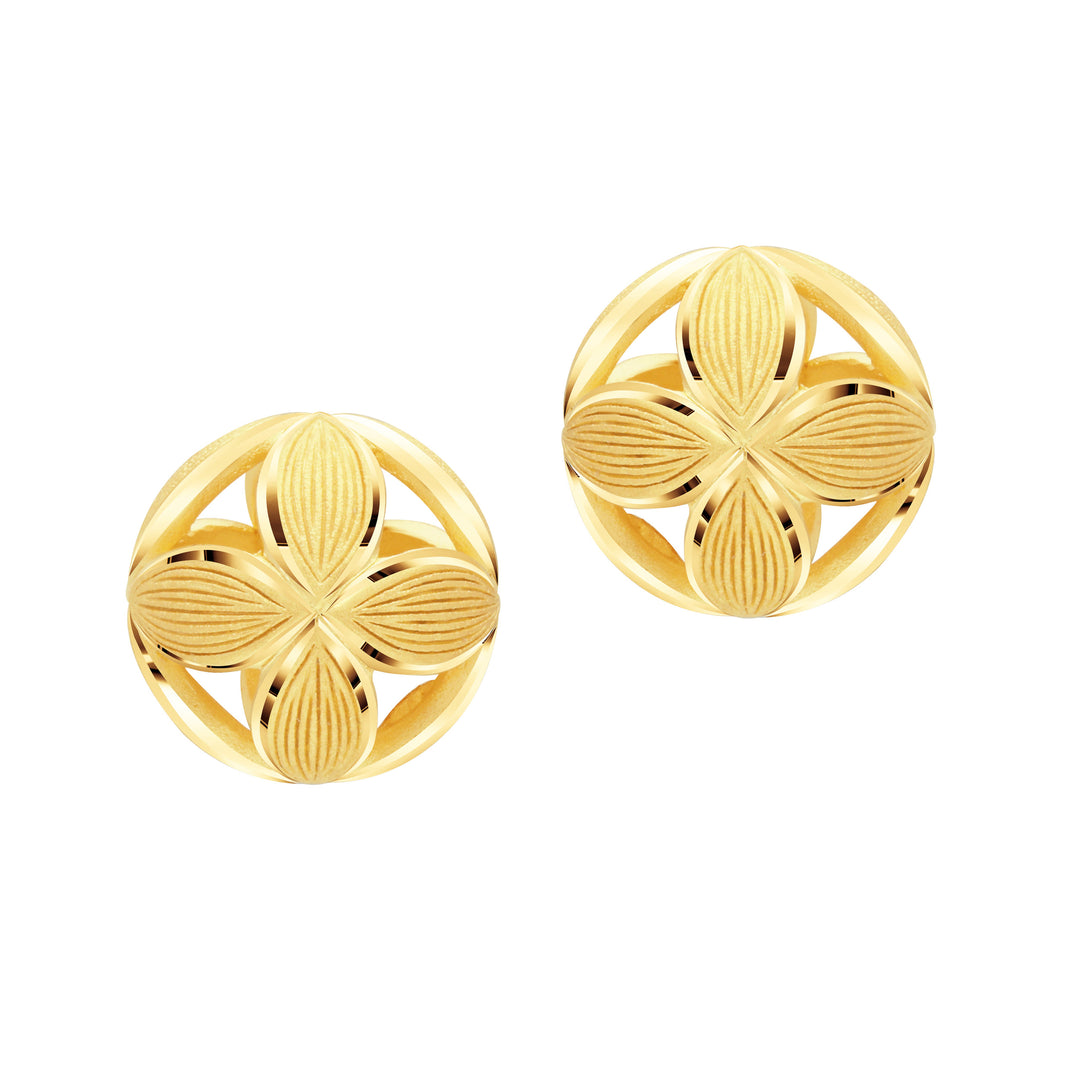 24K Pure Gold Stud Earring : Ball Design