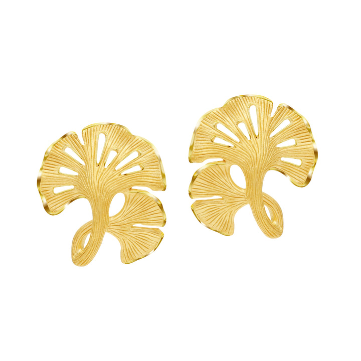 24K Pure Gold  Earrings: Little Ginkgo leaf design