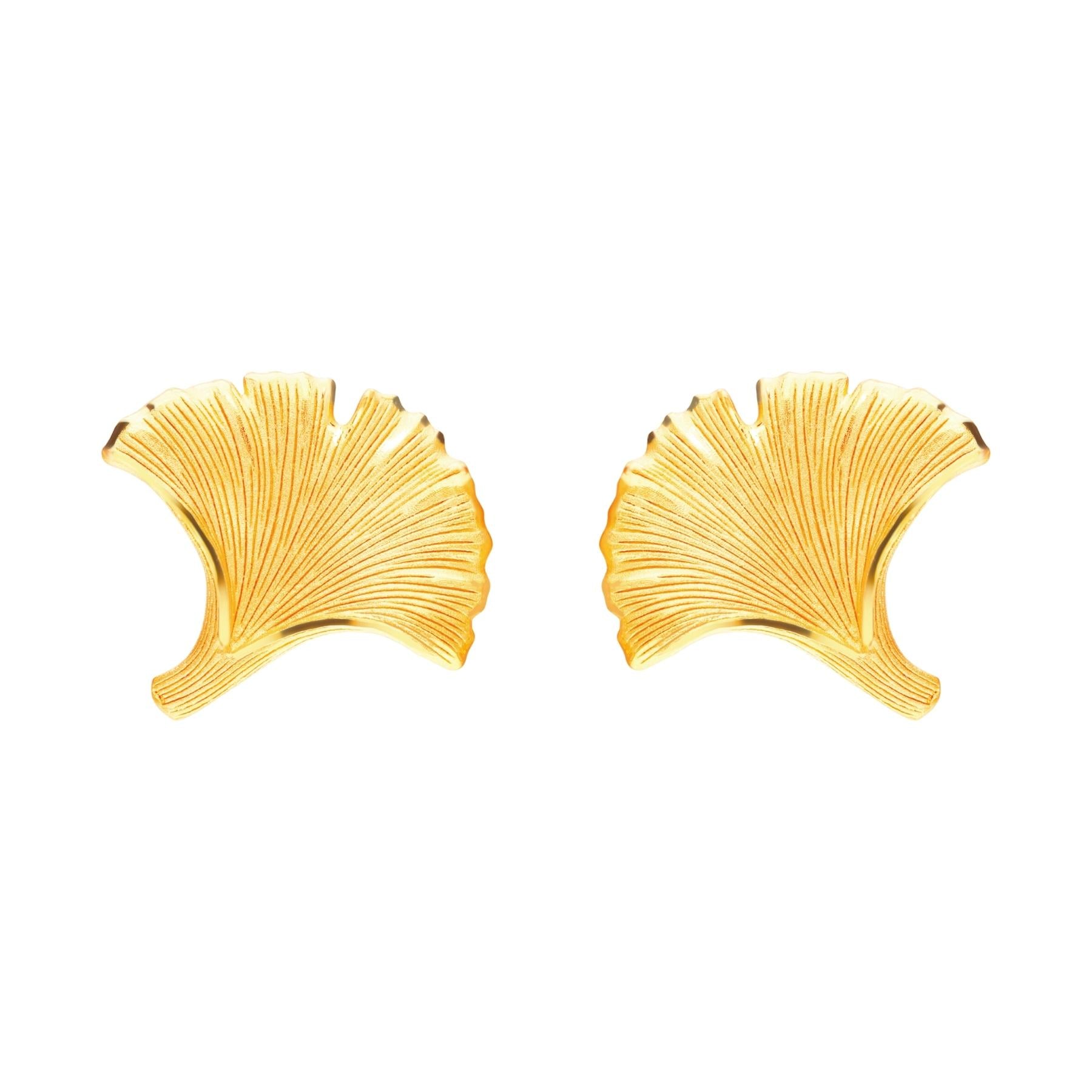 24K Pure Gold Earring: Ginkgo Leaf Design – Prima Gold Official