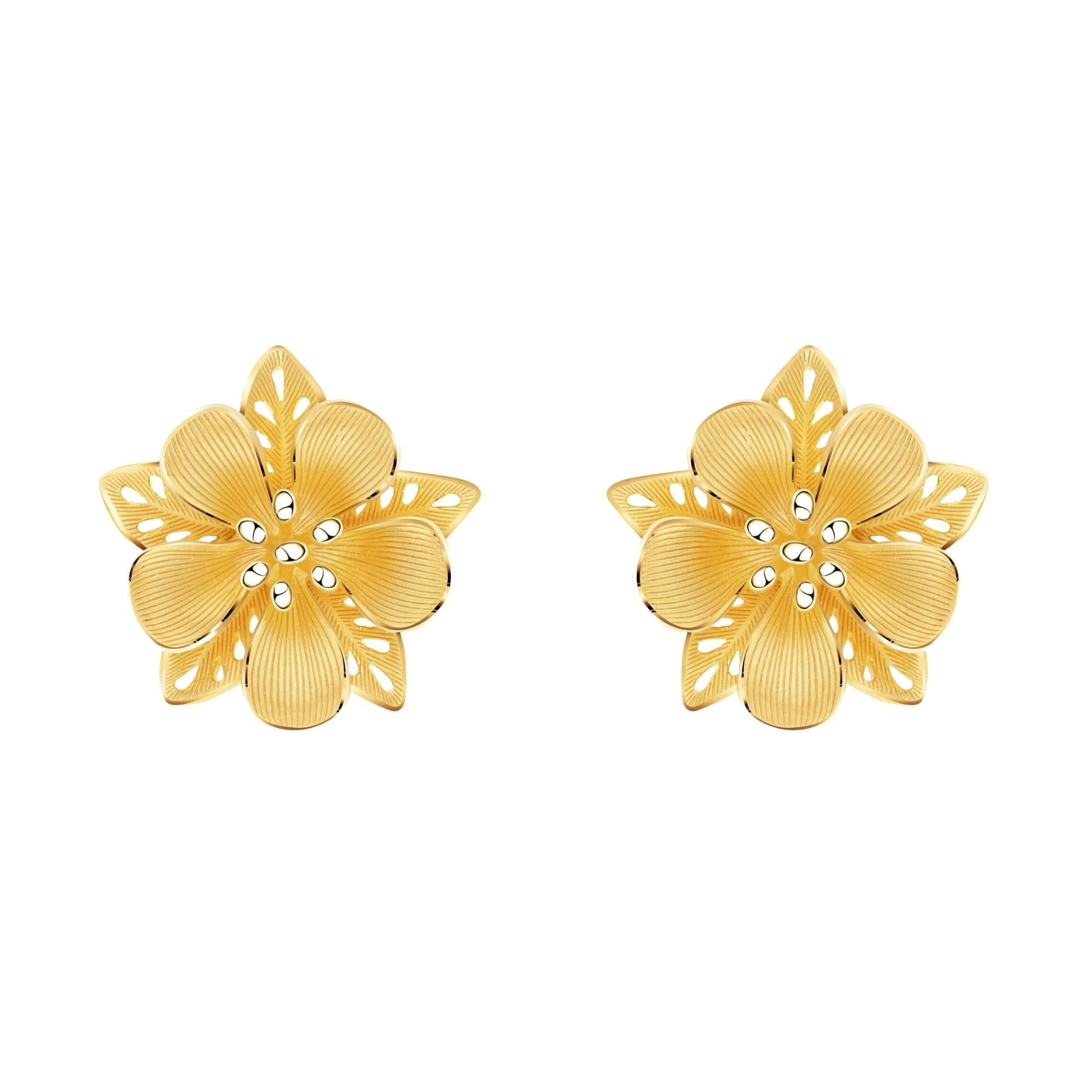 24K Pure Gold Earrings: Colombian Flower Design – Prima Gold Official
