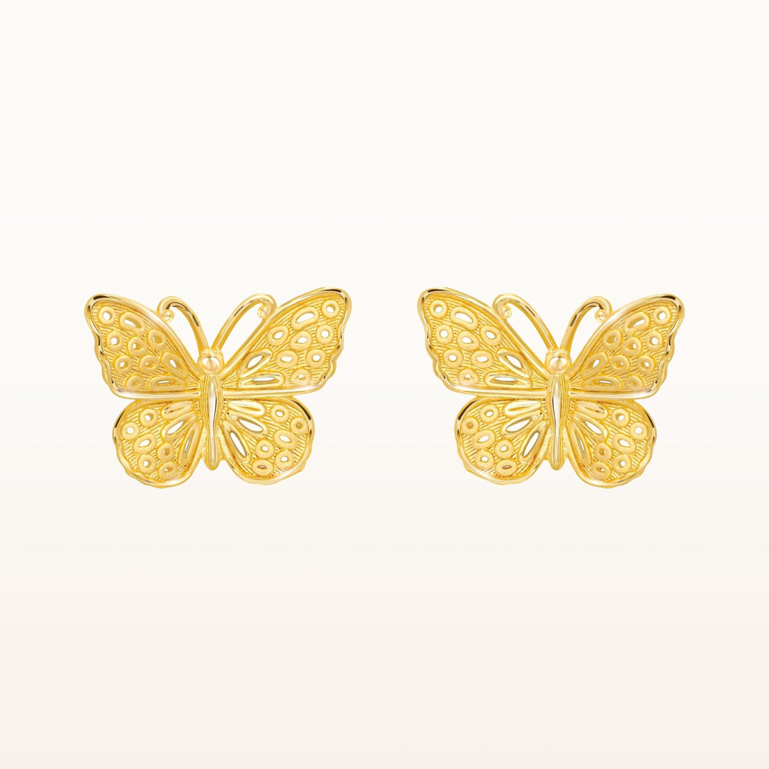24K Pure Gold Stud Earring: Butterfly Design – Prima Gold Official