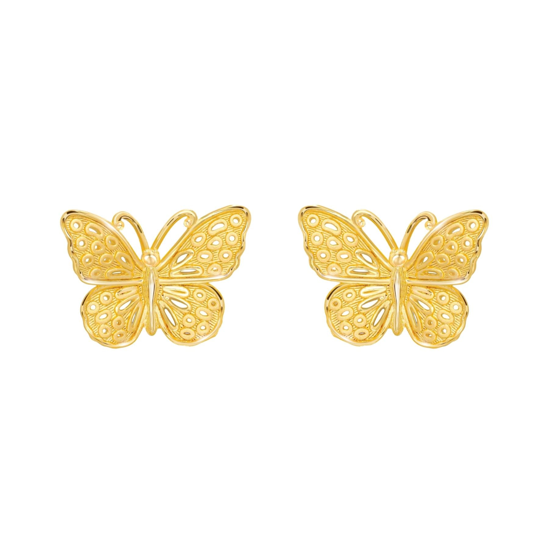 24K Pure Gold Stud Earring: Butterfly Design – Prima Gold