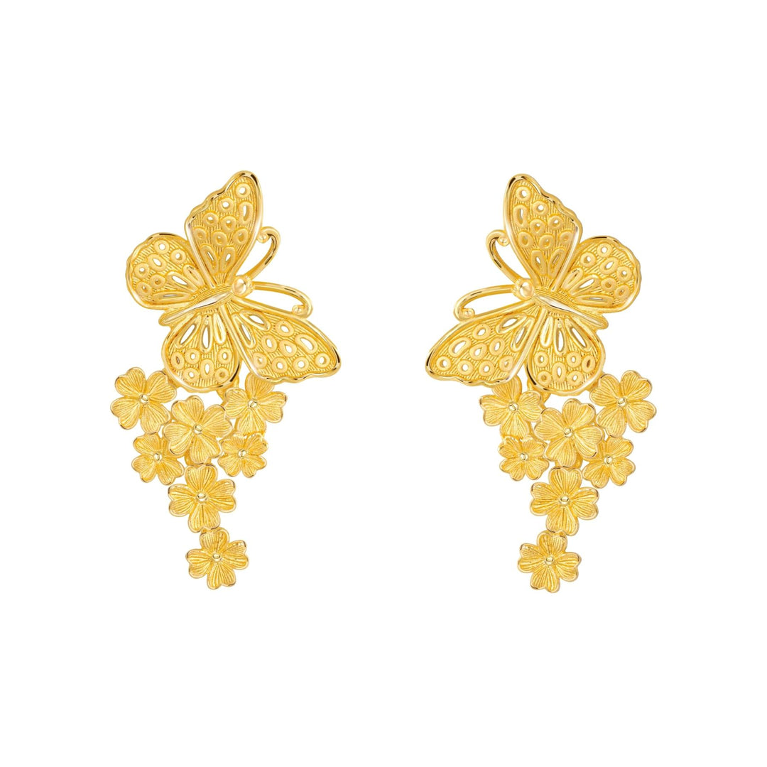 24K Pure Gold Drop Earring: Butterfly Design – Prima Gold Official