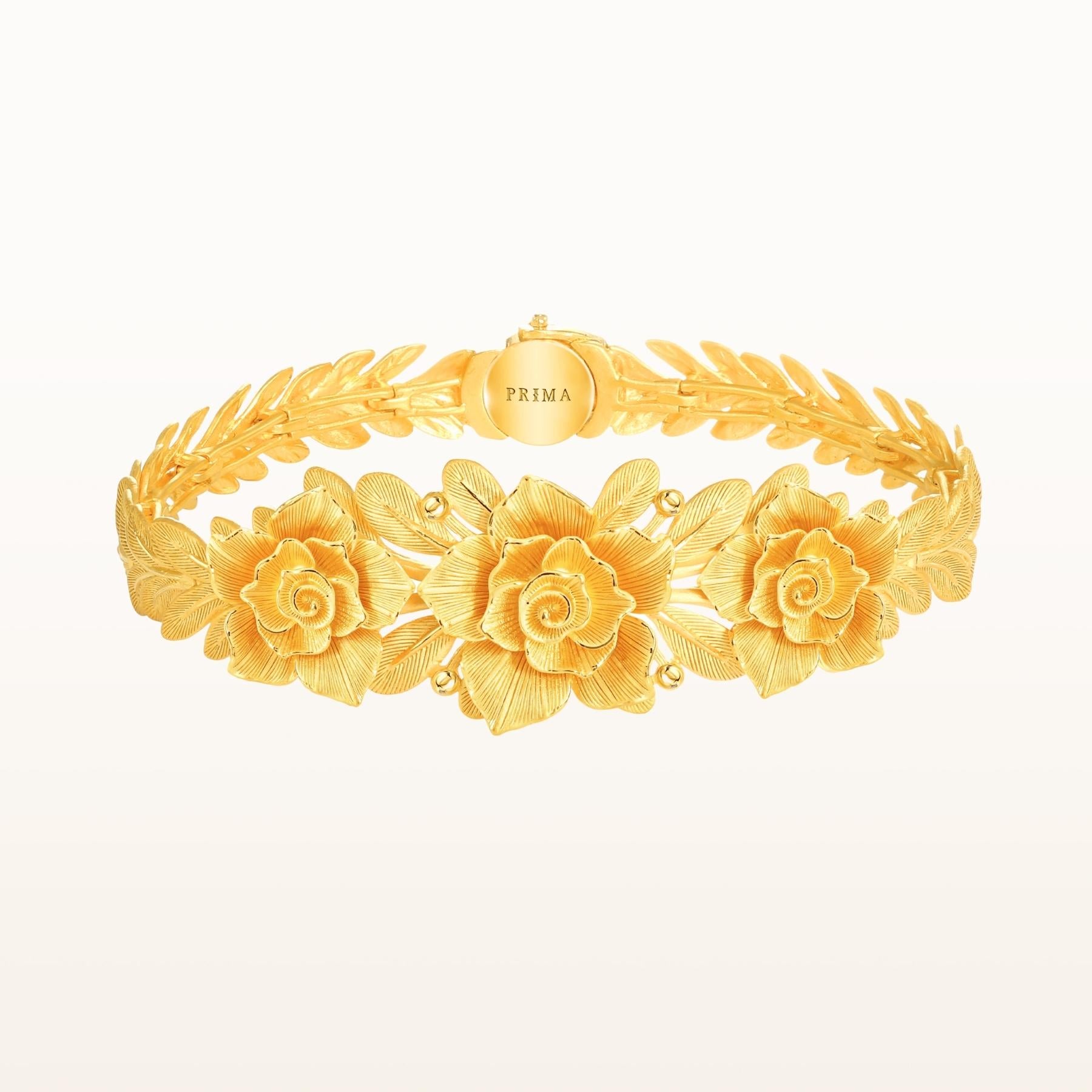 24K Pure Gold Bracelet: Rose Design – Prima Gold Official