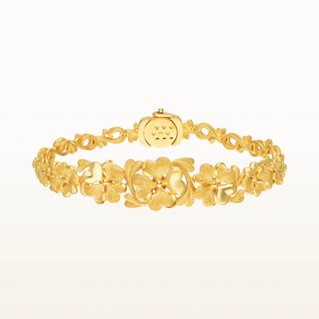 24K Pure Gold Bracelet: Lucky Clover Design – Prima Gold Official