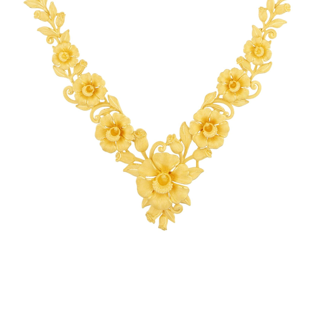 24K Pure Gold Necklace: Grandiflora Flower Design – Prima Gold