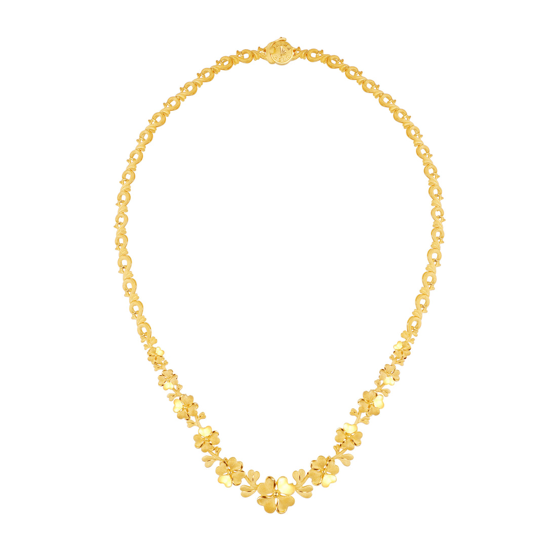 24K Pure Gold Necklace:  Lucky Leaf Design