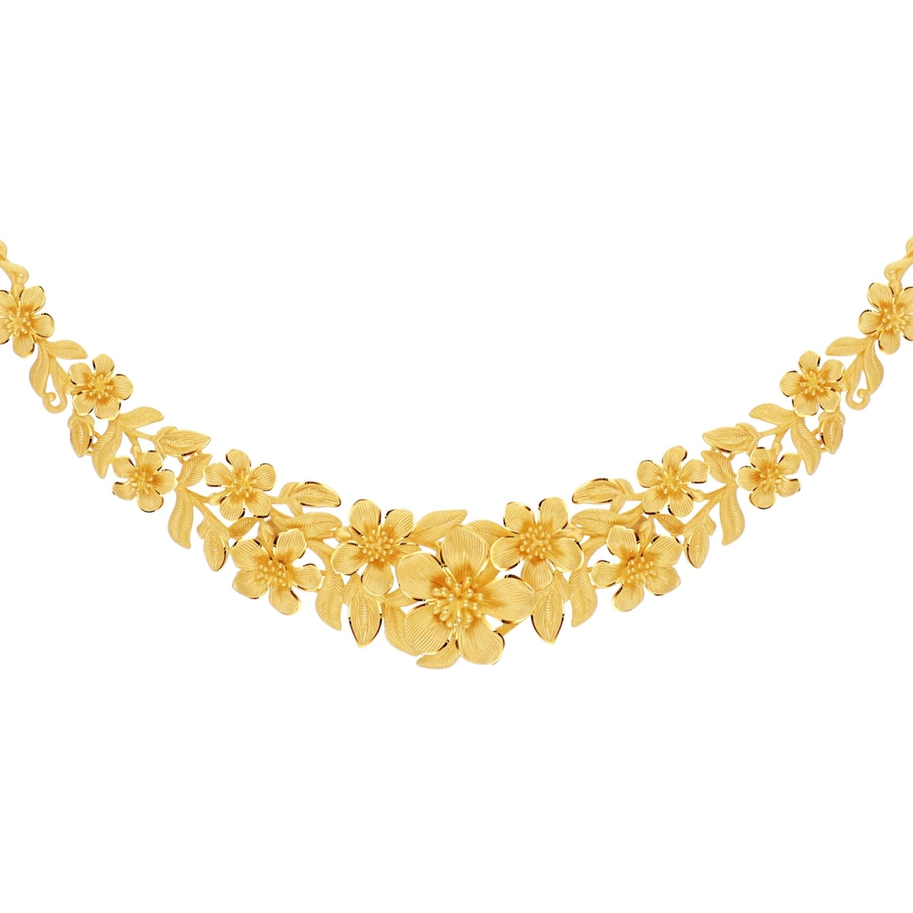 24K Pure Gold Necklace: Cherry Blossom Design – Prima Gold