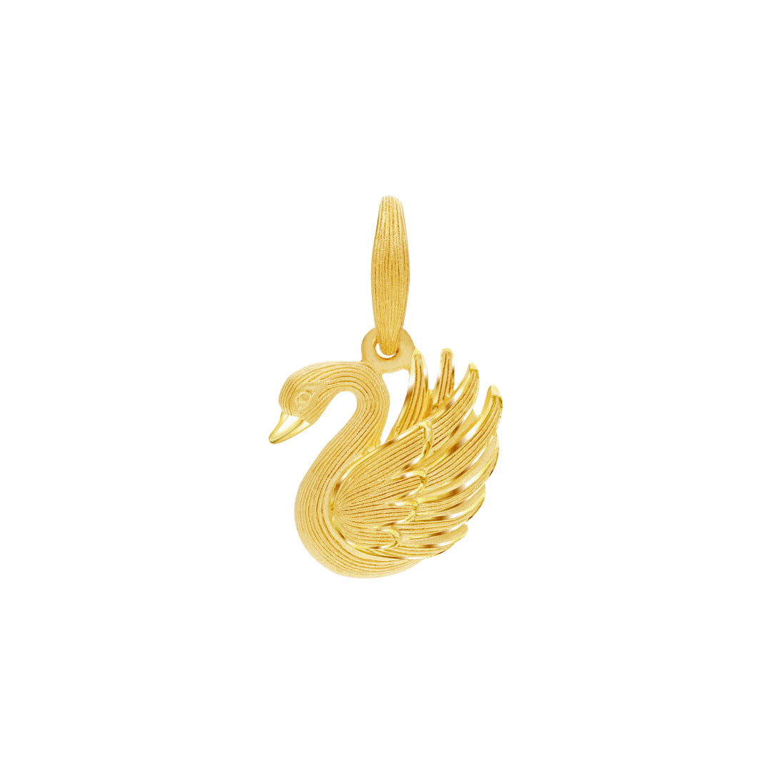 24K Pure Gold Pendant: Swan design
