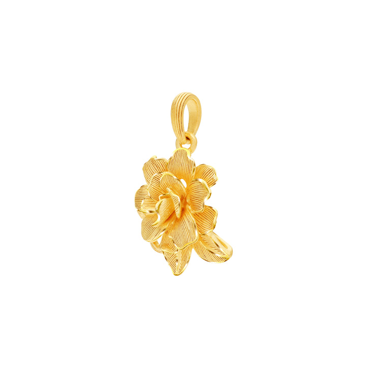 24K Pure Gold Pendant: Gardenia flower design