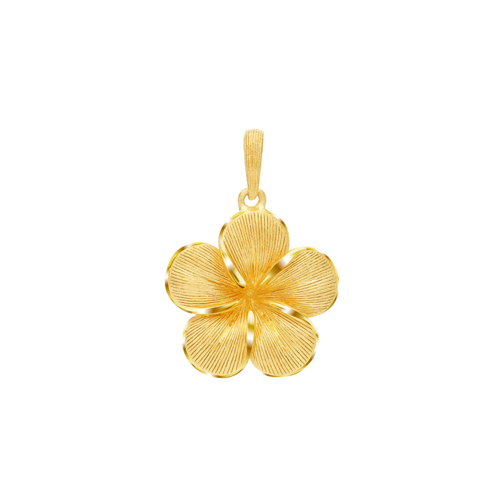 24K Pure Gold Pendant:Plumeria flower design