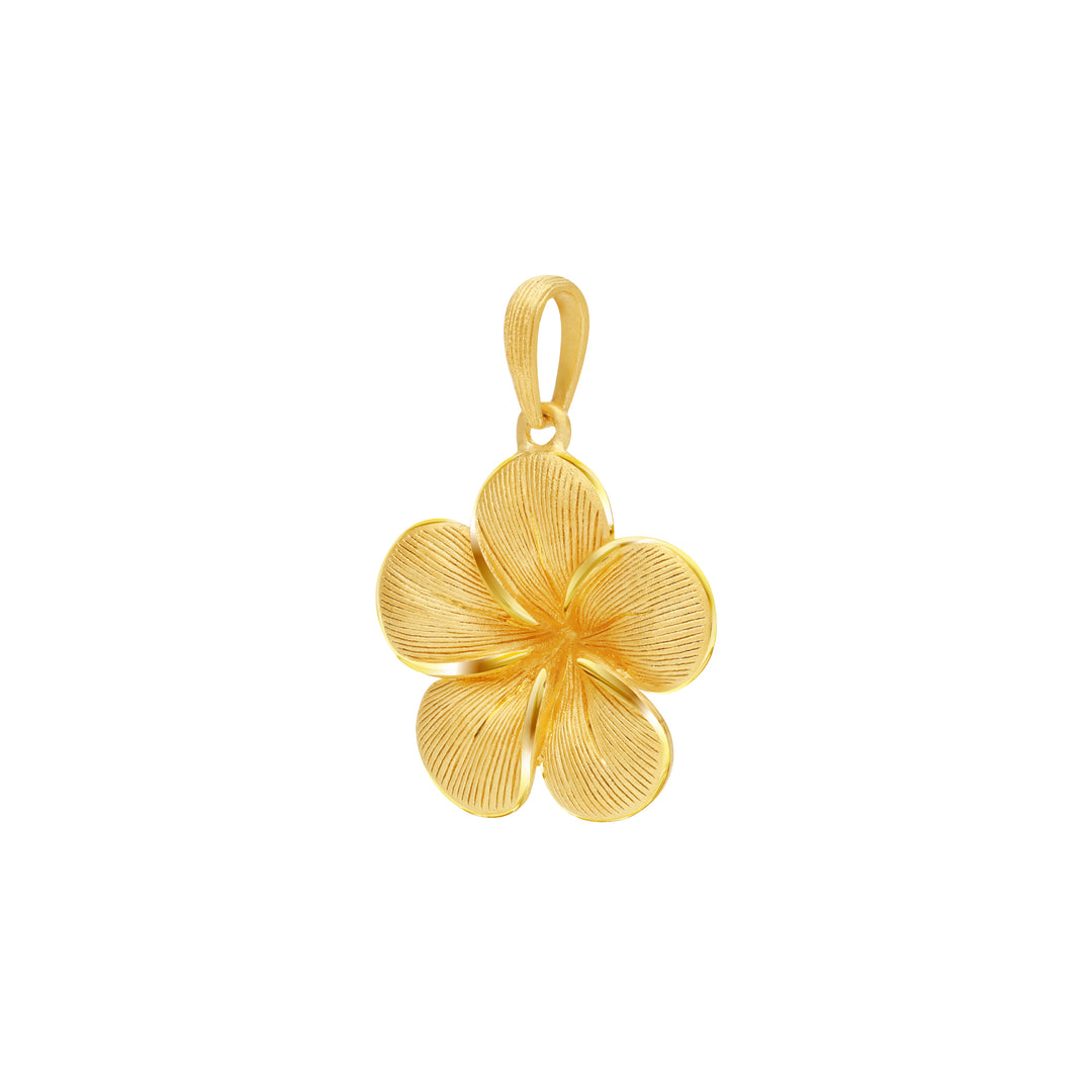 24K Pure Gold Pendant:Plumeria flower design