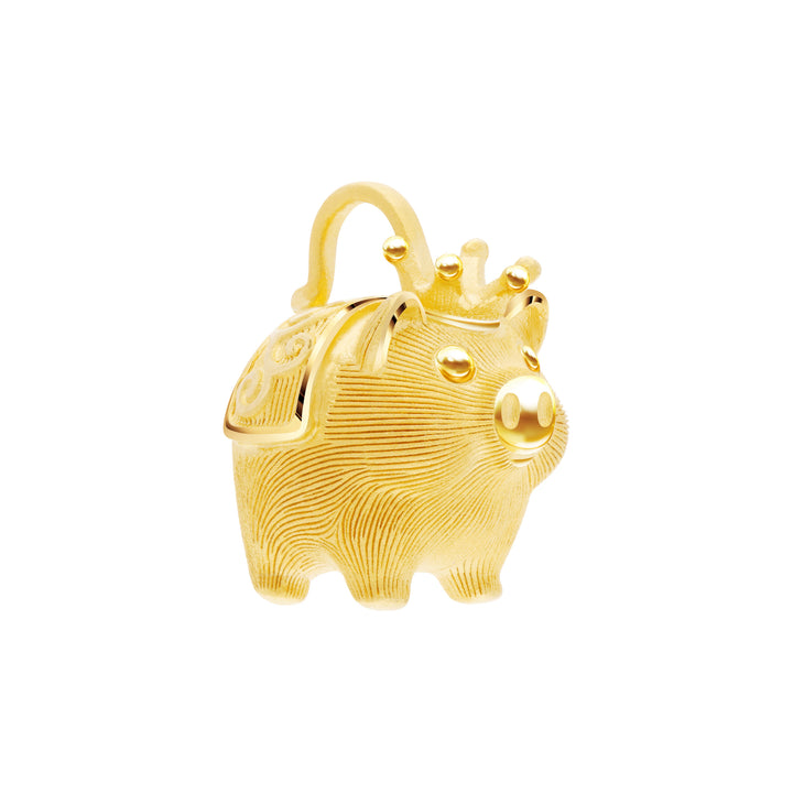 24K Pure Gold Pendant : Piglet Design